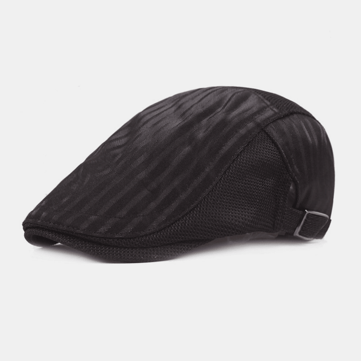 Unisex Mesh Breathable Beret Cap Stripe Pattern Summer Sunshade Newsboy Hat Flat Cap Ivy Cap - Trendha