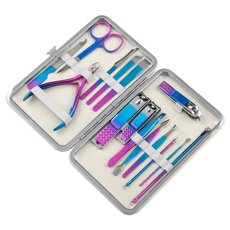 15Pcs Dazzle Color Gradient of Two Colors Nail Clippers Splash Proof Care Nail Clippers Professional File - Trendha