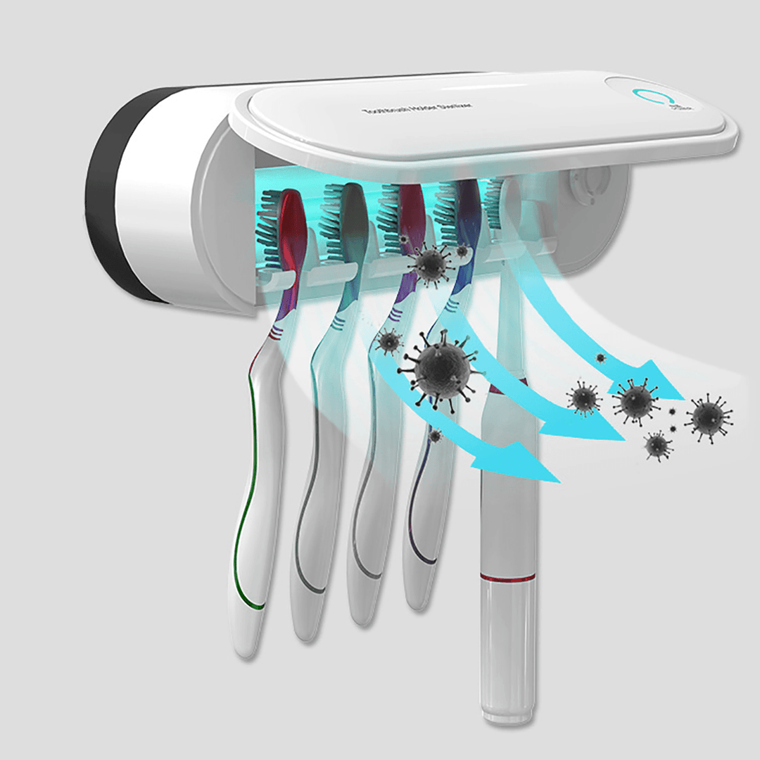 2-In1 UV Toothbrush Sterilizer Holder Wall Mounted 5 Toothbrush Holder and Drying Function Automatic Antibacteria Cleaner - Trendha