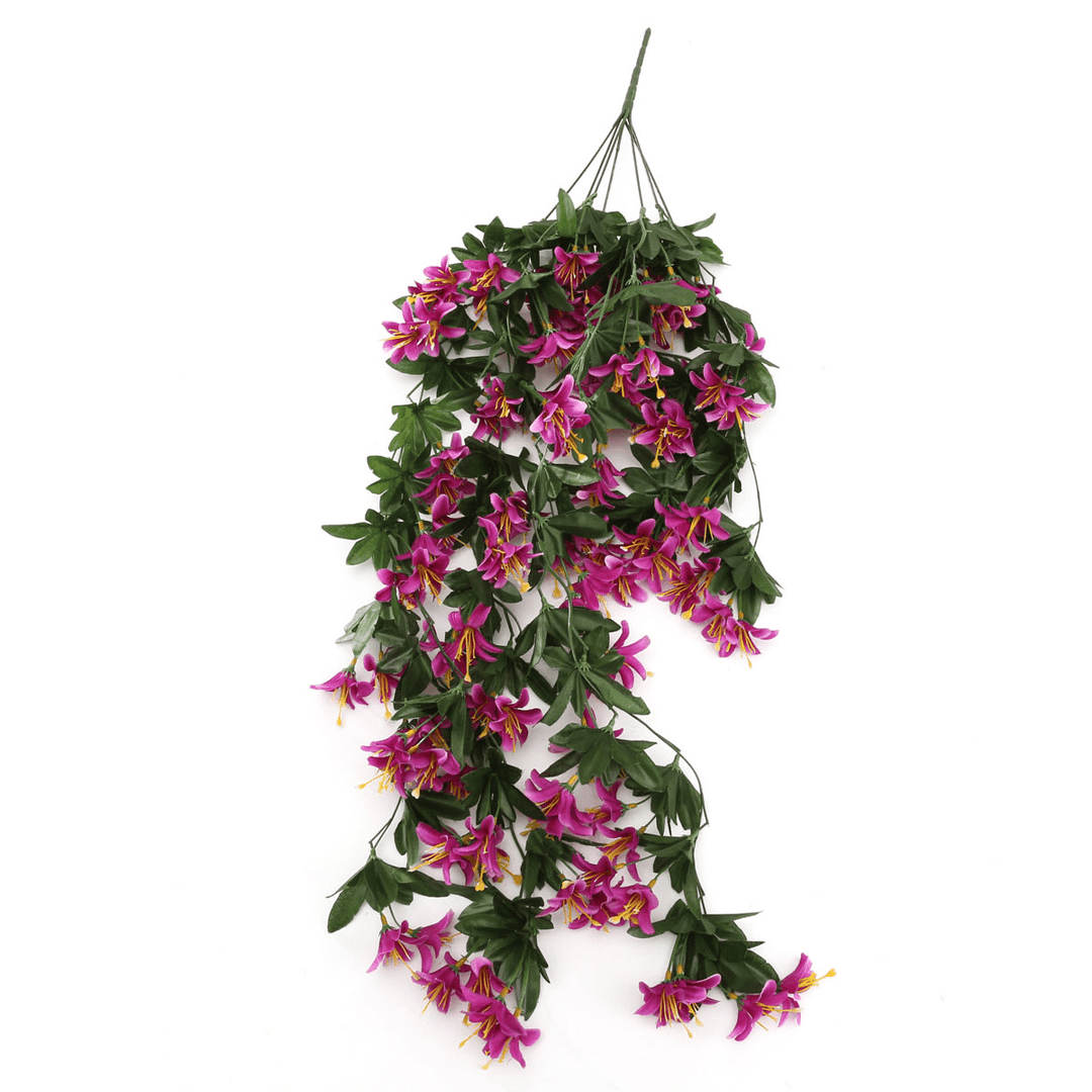 1 Bunch Artificial Lily Silk Flowers Vine Garland Home Hanging Wedding Decorations - Trendha