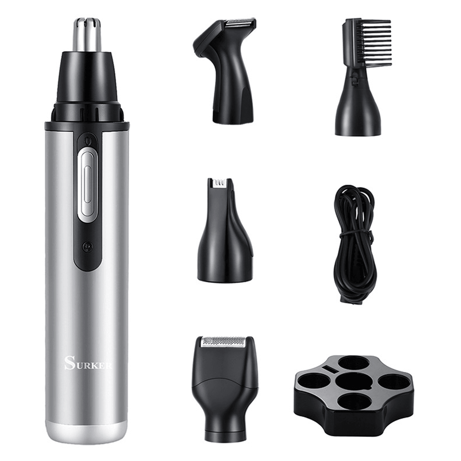 5 in 1 Men Hair Clippers Trimmer Cordless Rechargeable Nose Ear Beard Trimmer Shaver Set - Trendha