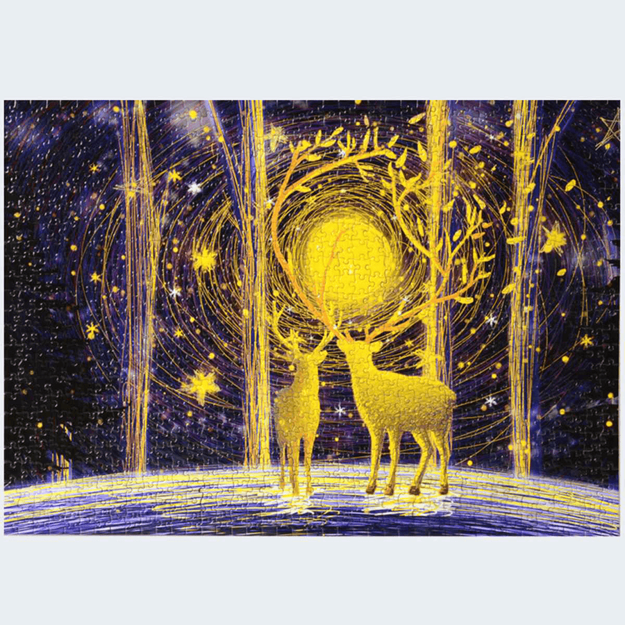 1000 Pieces Deer in the Forest DIY Assembly Jigsaw Puzzles Landscape Picture Educational Games Toy for Adults Children Pretty Gift - Trendha