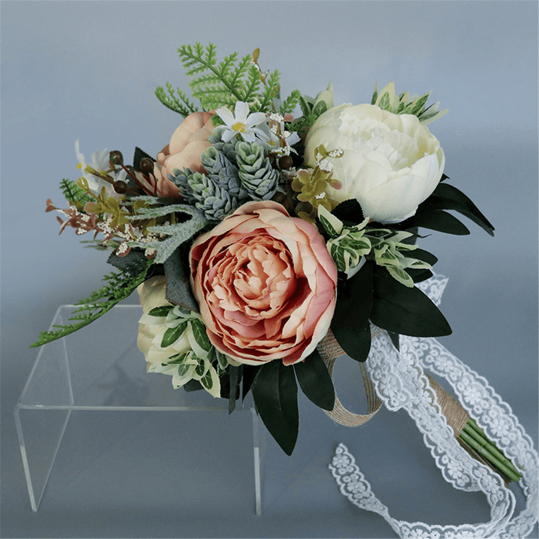 Wedding Bridal Bouquets Handmade Artificial Flowers Decorations Bride Accessories - Trendha