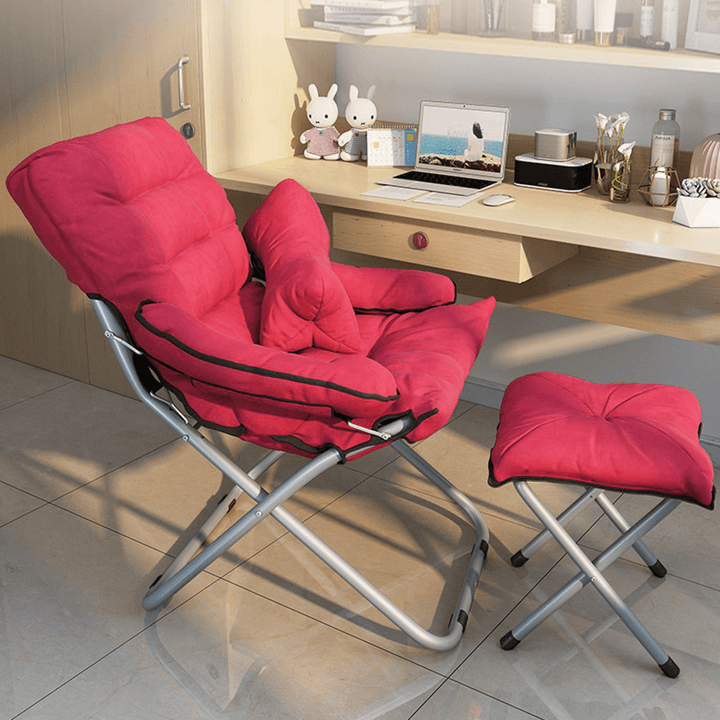 2Pcs/Set Folding Sofa with Footstool Lazy Lounge Chair Adjustable Backrest for Home - Trendha