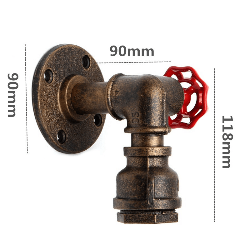 Vintage Industrial Retro Iron Water Pipe Shape Wall Lamp Sconce Light Fixture - Trendha