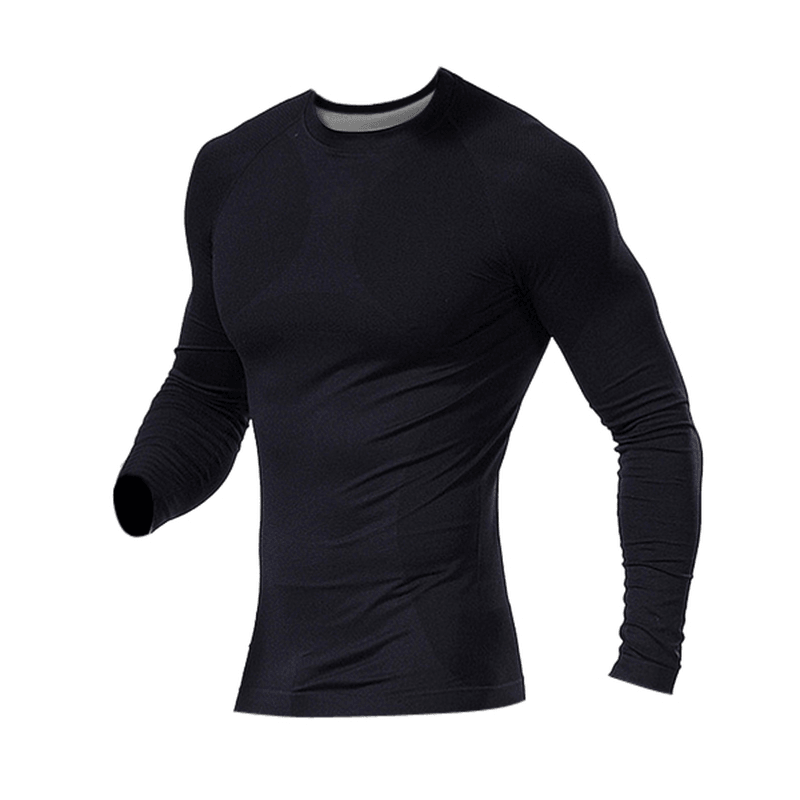 Men Nylon Shapewear Compression Tight Long Sleeve Shirt Body Slimming Shaper - Trendha