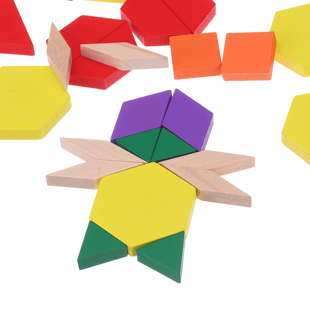 125 Pieces Wooden Children'S Intellectual Geometric Shapes Building Blocks Jigsaw Puzzles Early Education Enlightenment Toys - Trendha