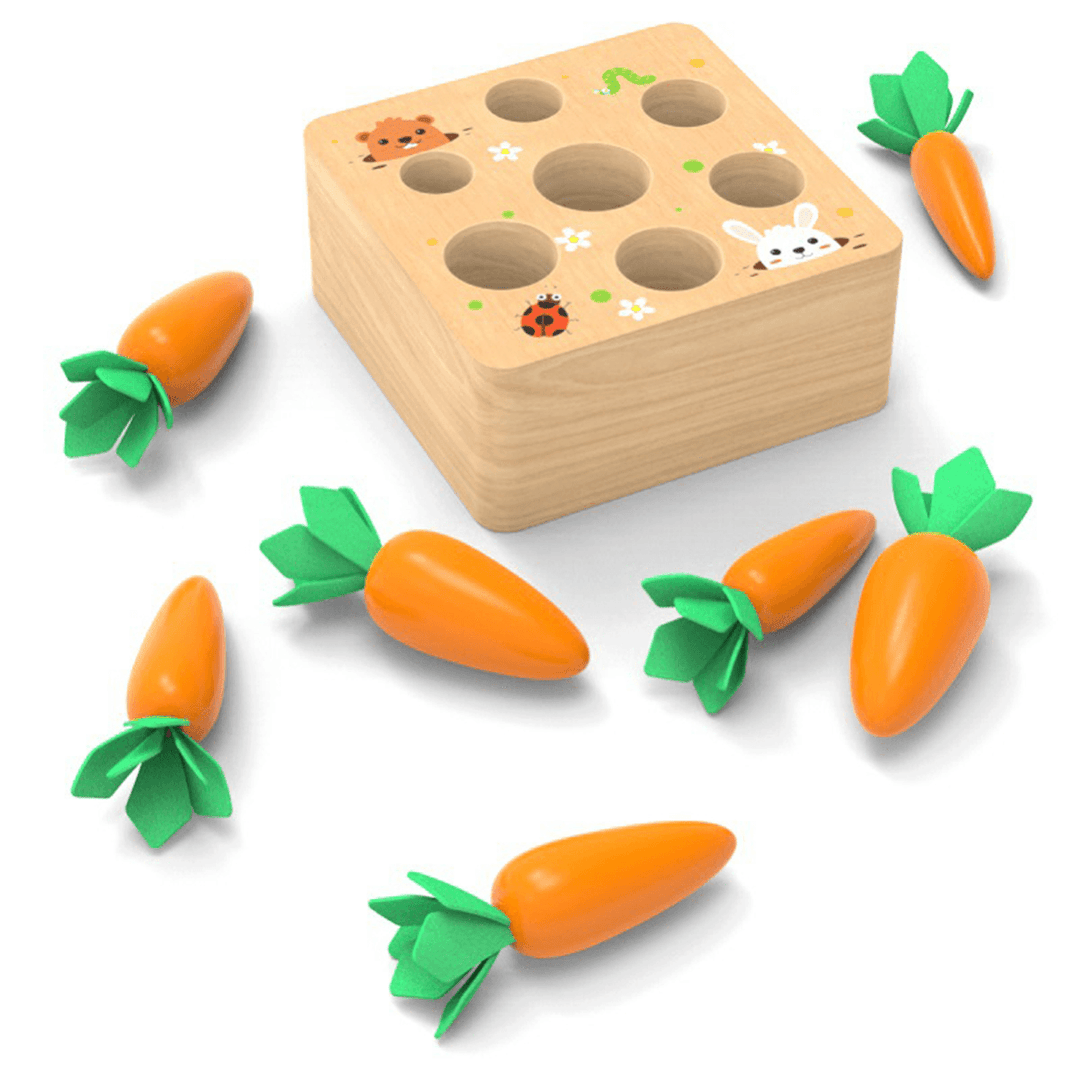 Kids Wooden Building Blocks Pulling Carrot Game Children Early Educational Toys - Trendha