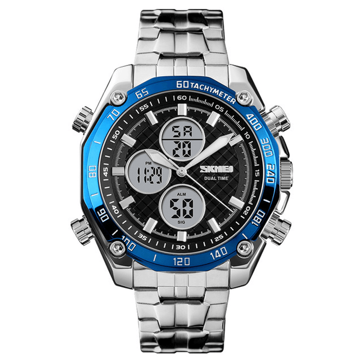 SKMEI 1302 Fashion Men Digital Quartz Watch 3ATM Waterproof Stopwatch Sport Dual Display Watch - Trendha