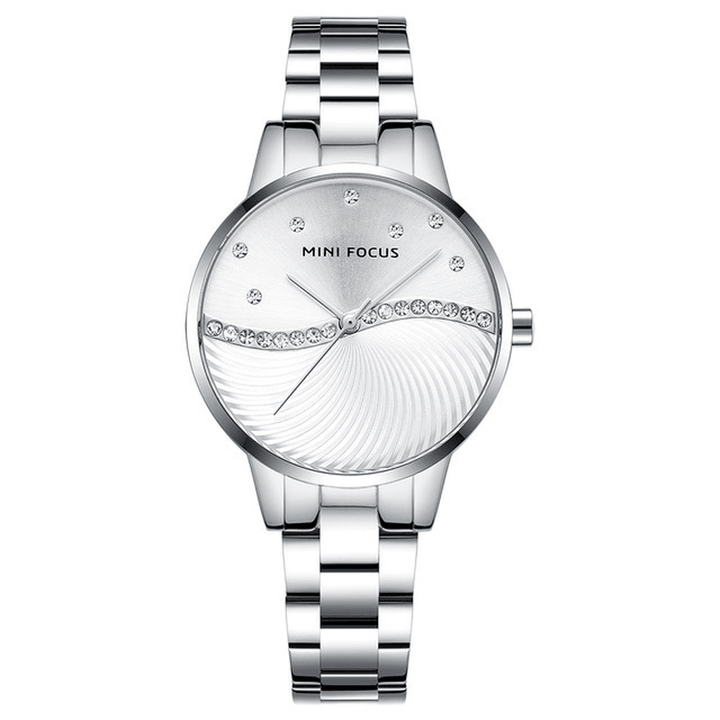 MINI FOCUS MF0263L Simple Deign Elegant Crystal Women Wrist Watch Stainless Steel Quartz Watch - Trendha