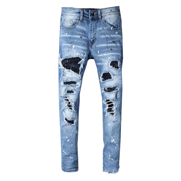 Men'S Whiskered Patch Patch Jeans - Trendha