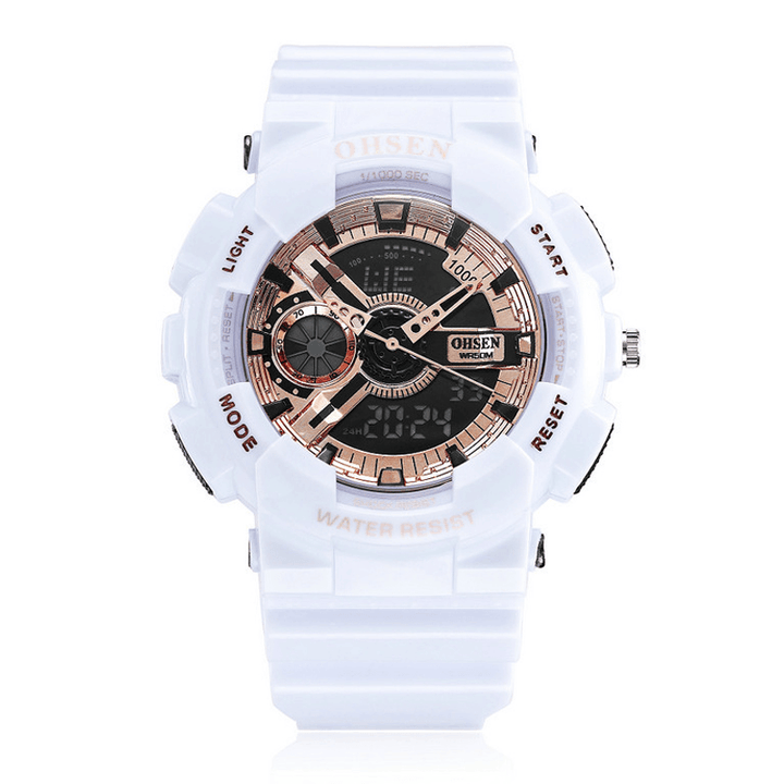 OHSEN AD1803 Dual Display Digital Watch Men Sport Luminous Stopwatch Alarm Waterproof Watch - Trendha