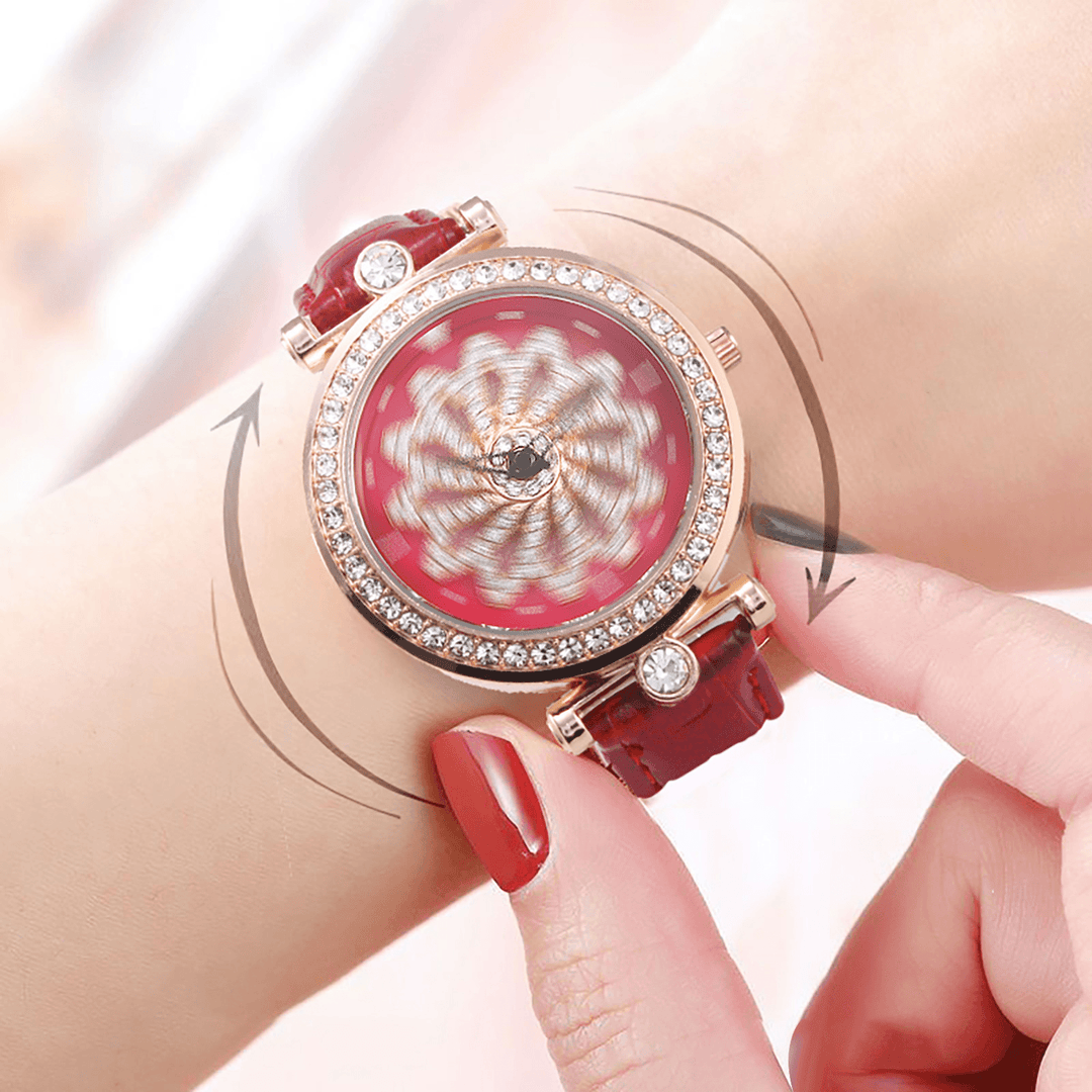 Bakeey Luxury Fashion Rotating Flower Surface Belt Mesh Strap Watch Women'S Jewelry Fashionable Charming Ladies Quartz Watch - Trendha