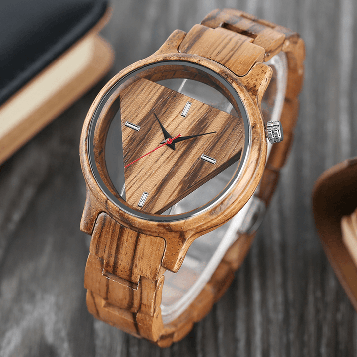 Deffrun Transparent Creative Wooden Wrist Watch Unique Design Men Quartz Watch - Trendha