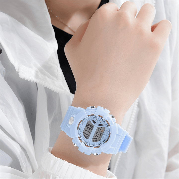 HONHX 592 Fashion Casual Time Week Display Silicone Strap LED Digital Watch Women Watch - Trendha