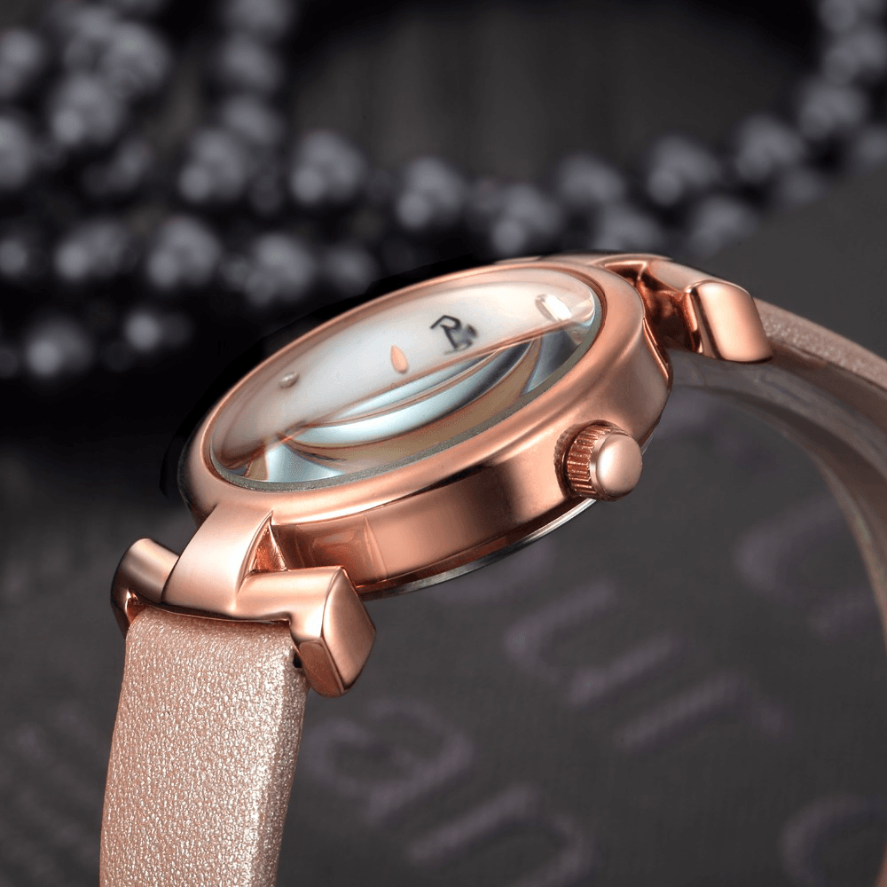 REBIRTH RE049 Simple Design Clock Women Wrist Watch Leather Strap Quartz Watches - Trendha