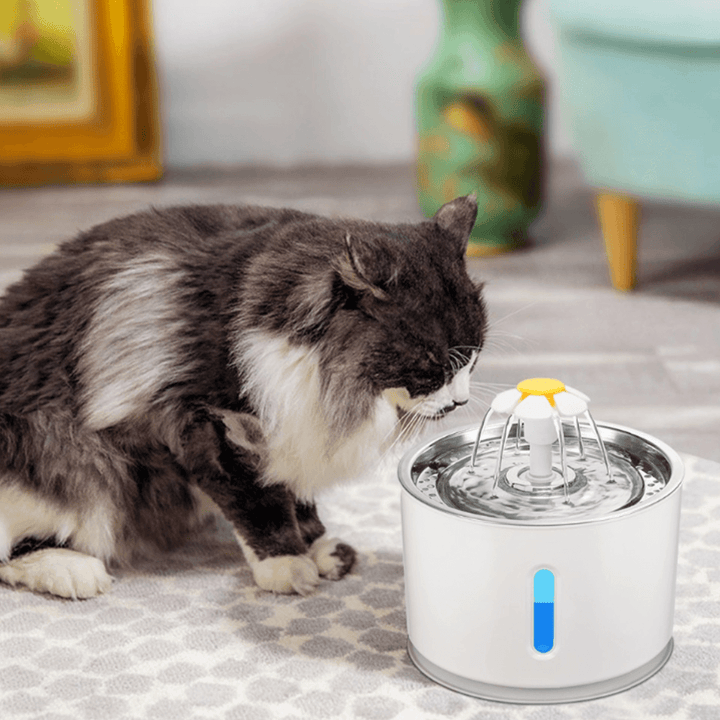 Automatic Pet Drinking Fountain 1.5W 100~240V with LED Mute Water Dispenser-Eu/Us Plug - Trendha