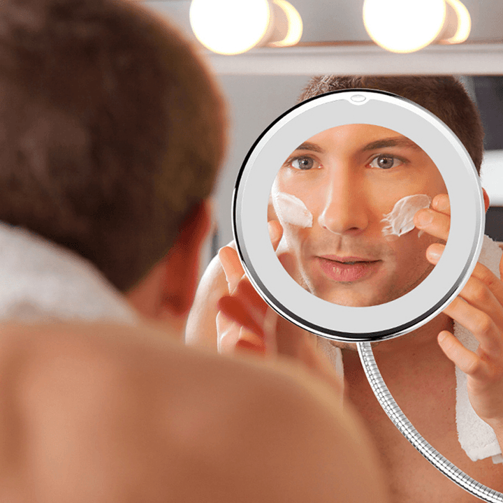 Magnifying Folding Makeup Mirrors 360-Degree Rotating Makeup Mirror Flexible Mirror Magnifying Makeup Mirror with LED Light - Trendha