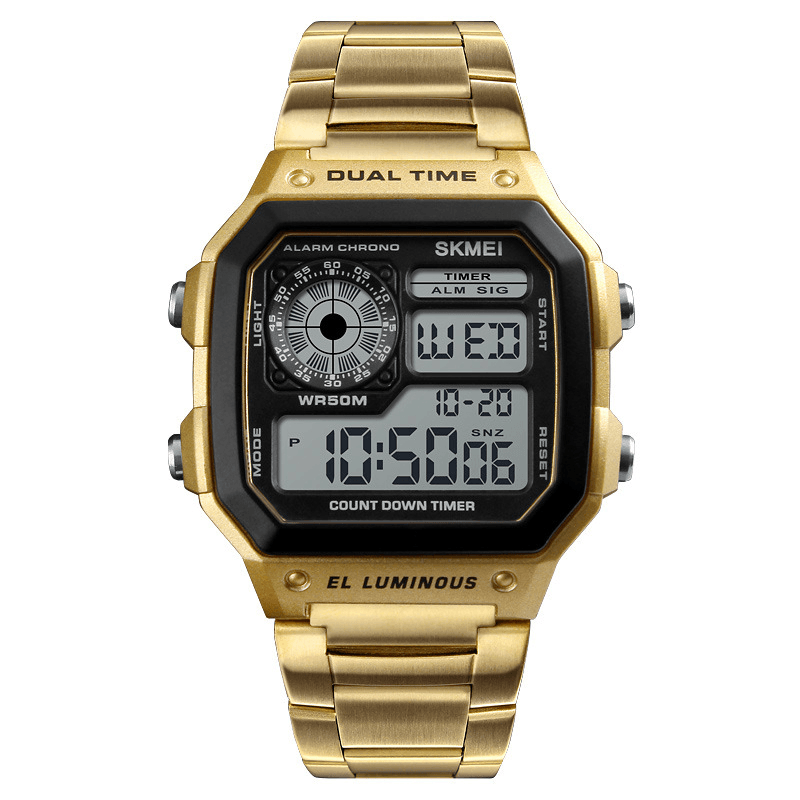 SKMEI Multifunctionl Luminous Display Calendar Stopwatch Alarm Clock 3ATM Waterproof Men Digital Watch - Trendha