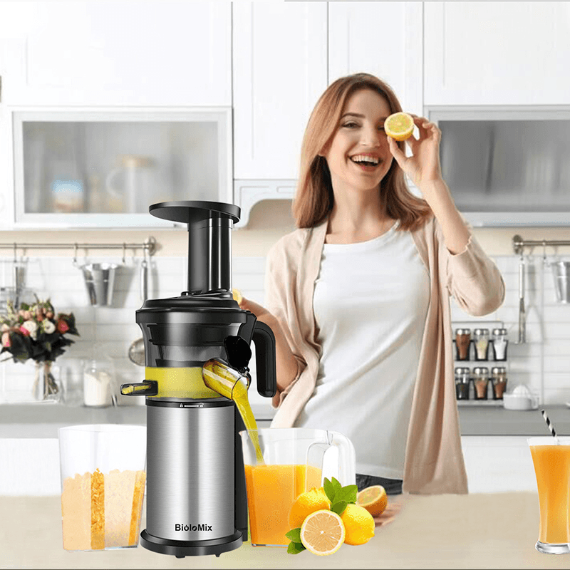 Biolomix BJ200 200W 40RPM Stainless Steel Masticating Slow Auger Juicer Machine Fruit and Vegetable Squeezer Press Juice Maker - Trendha