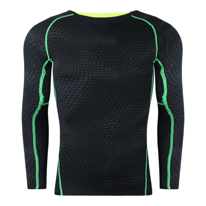 Men Compression Body Shaper Tight Sports Stretch Shirt Long Sleeve O-Neck Fitness Base Layer - Trendha