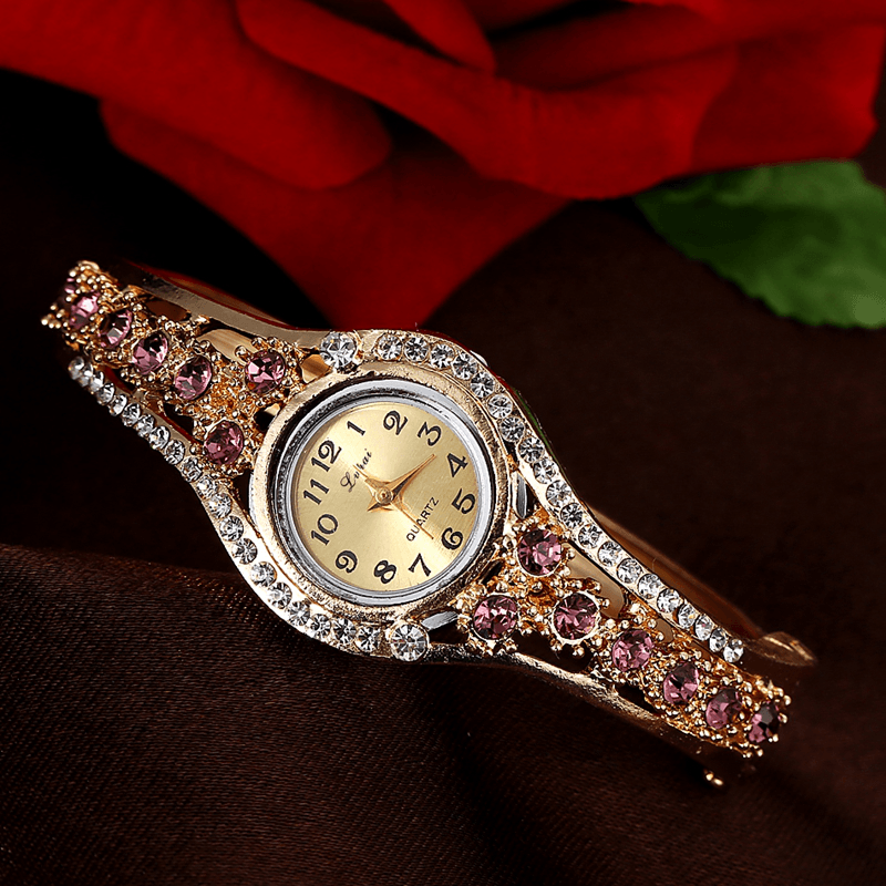LVPAI XR1959 Fashionable Ladies Bracelet Watch Rhinestone Clock Quartz Watch - Trendha
