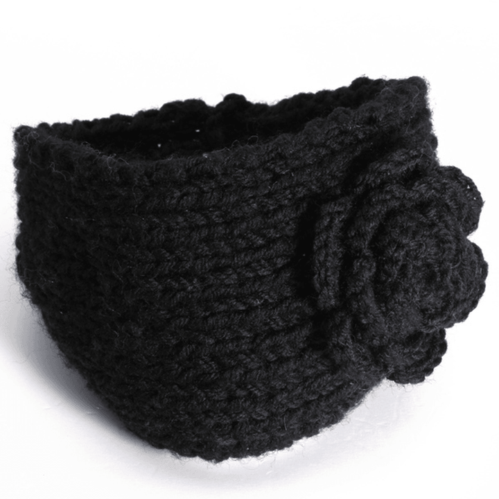 Flower Hand Knit Crochet Head Wrap Ear Warmer Headbrand Headwear - Trendha