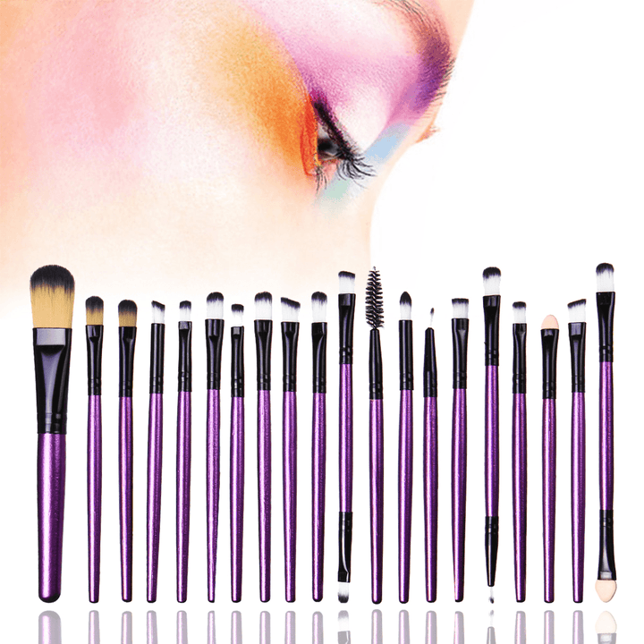 20Pcs Powder Foundation Eyeshadow Eyeliner Lip Brush Makeup Brushes Kit - Trendha