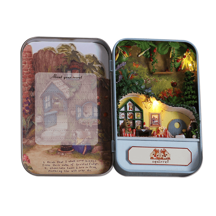 Iiecreate DIY Tin Box Secret Dollhouse with Light T-002 T-003 T-004 T-005 Gift Home Office Decor - Trendha