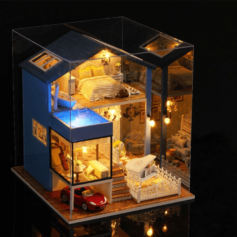 Cuteroom A-061-A Seattle DIY Dollhouse Miniature Model with Light Music Collection Gift Decor - Trendha