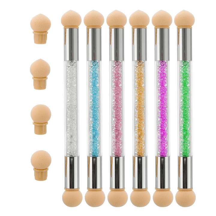 6Pcs Nail Tool Gradient Pen Halo Pen Light Therapy Point Color Glue Sponge Pen Double Head - Trendha