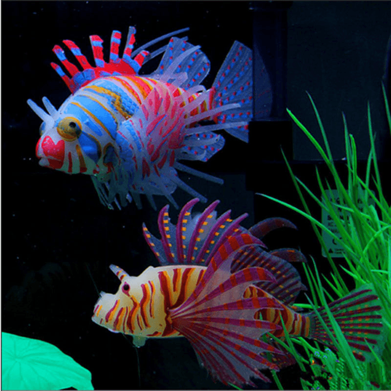Glow in the Dark Artificial Aquarium Lionfish Ornament Fish Tank Jellyfish Decorations - Trendha