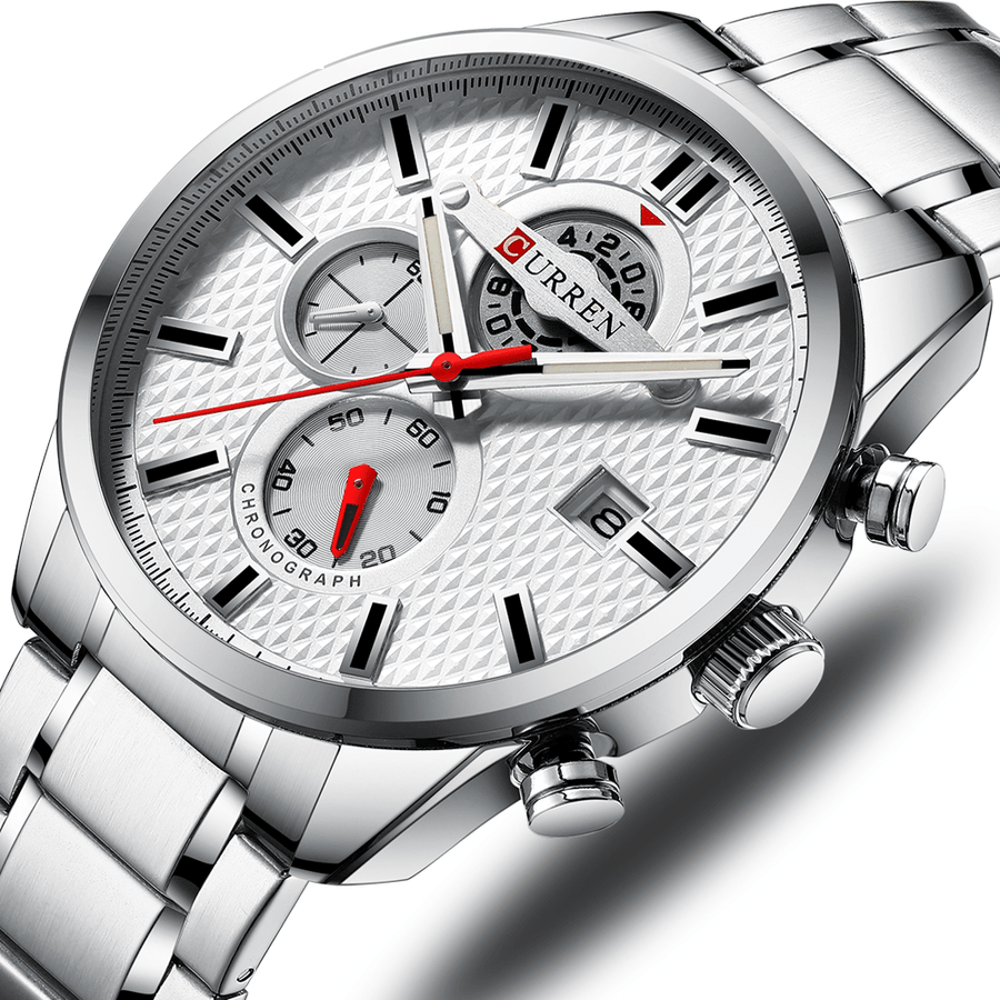 CURREN 8352 Business Style Calendar Men Wrist Watch Stainless Steel Band Quartz Watch - Trendha