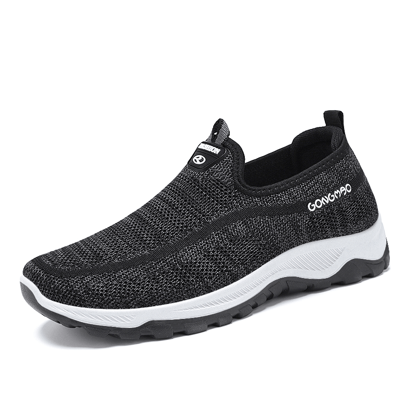 Men Sport Knitted Fabric Breathable Walking Shoes Soft Slip on Casual Sneakers - Trendha