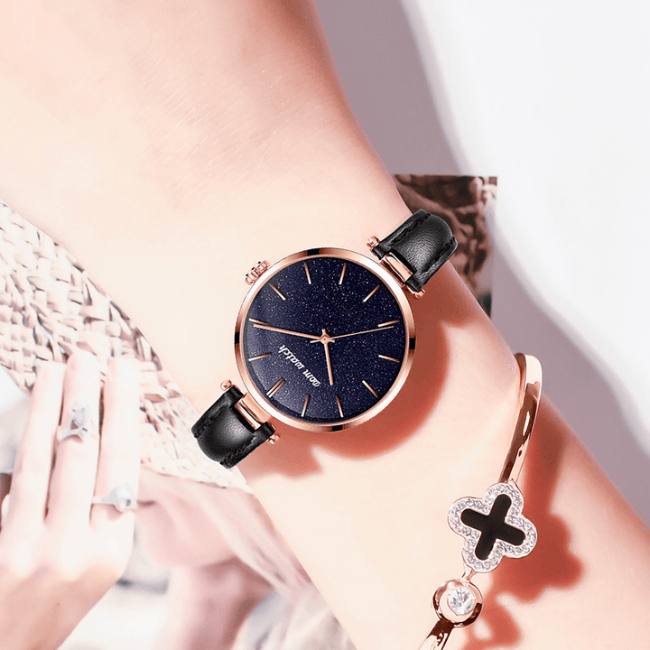 DOM G-1291 Fashion Women Watch Waterproof Starry Sky Dial Light Luxury Quartz Watch - Trendha