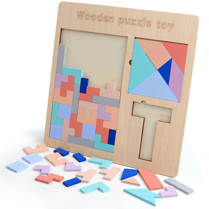 Baby Wooden Tetris Puzzles Toys Kids Children Toddlers Educational Preschool Game Blocks Toys - Trendha