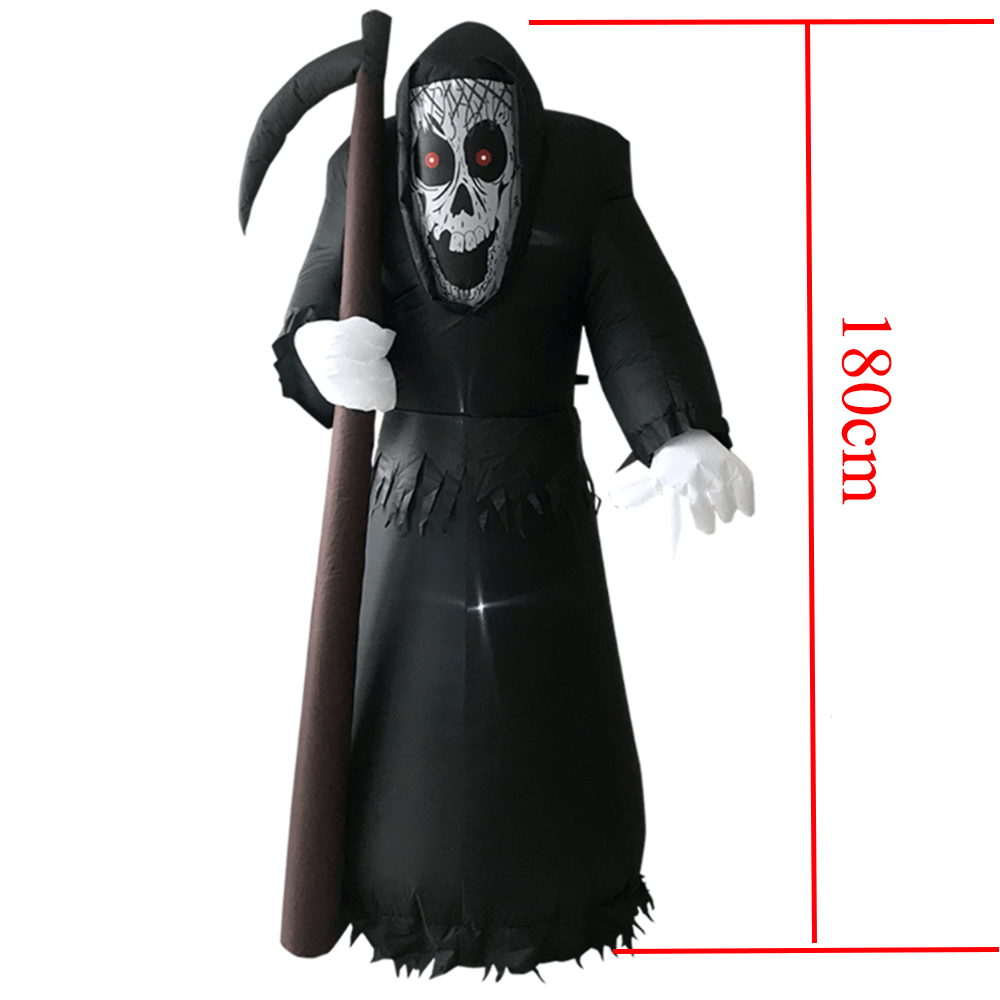 Halloween Black Sickle Grim Reaper Inflatable Ornament with Light for Halloween Decoration - Trendha