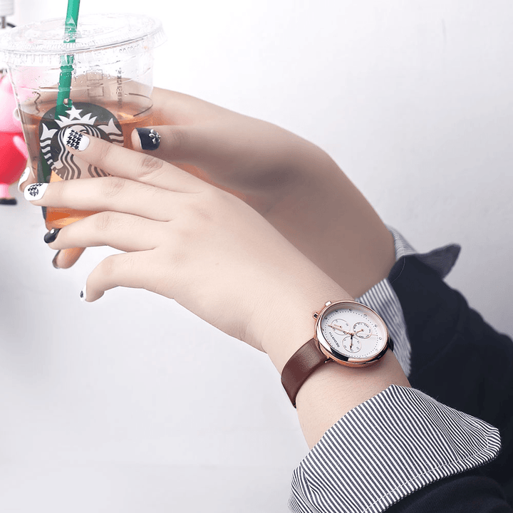 REBIRTH RE203 Casual Style Women Wrist Watch Decorative Little Dials Quartz Watch - Trendha