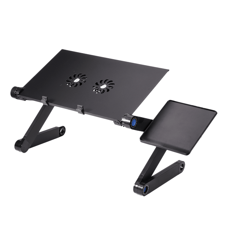 Adjustable Laptop Table Stand Portable Folding Notebook Desk Stand 2 Fans with Mouse for Bed Sofa Home - Trendha