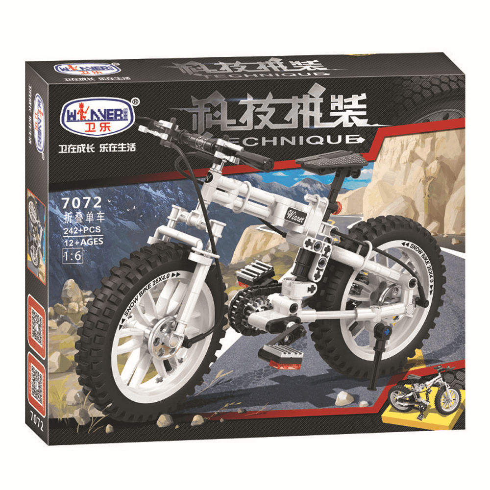 242 Pcs 1:6 7072 3D Folding Bike Model DIY Hand-Assembled Mechanical Technology Blocks Educational Toy for Kids - Trendha