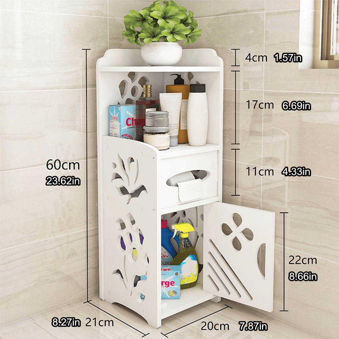 Bathroom Storage Cabinet Floor Standing Washbasin Shower Corner Shelf Waterproof - Trendha
