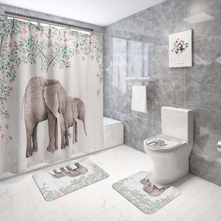 3Pcs Anti-Slip Bath Rug Elephant Mat Bathroom Mat Set Bathroom - Trendha