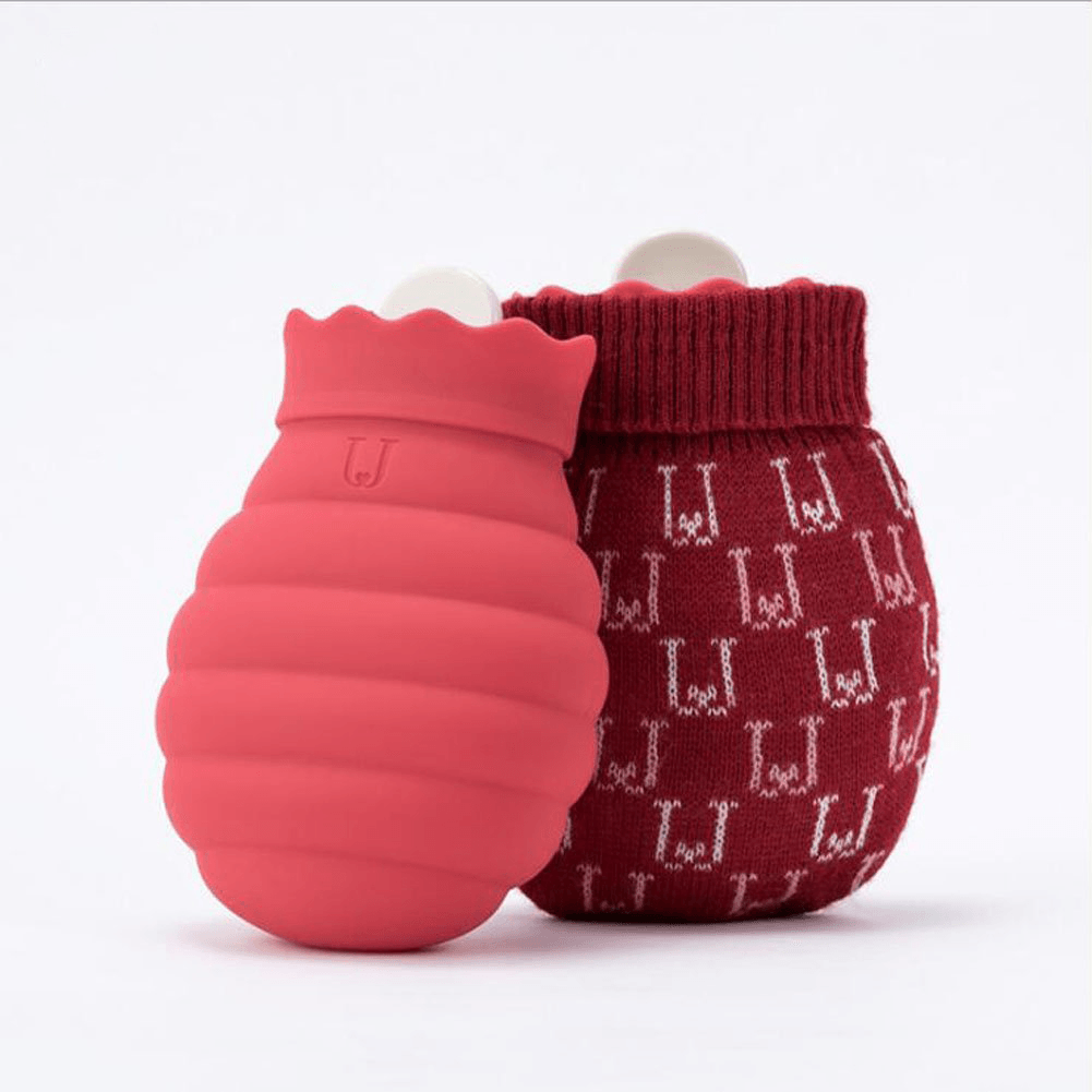 Creative Mini Silicone Microwave Heating Hot Water Bag with Knit Cover Warm Hand Bag Water Injection Hot Water Bottle Valentine Gifts - Trendha