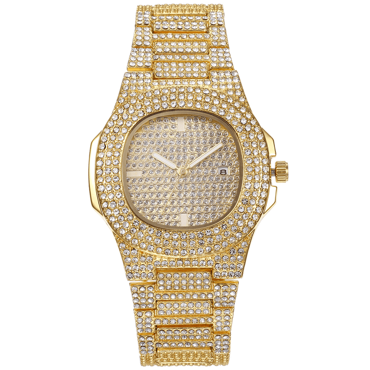 2Pcs/ Set Luxury Fashion Women Wristwatch Set Bling Inlaid Rhinestone Quartz Watch Jewelry Gift - Trendha