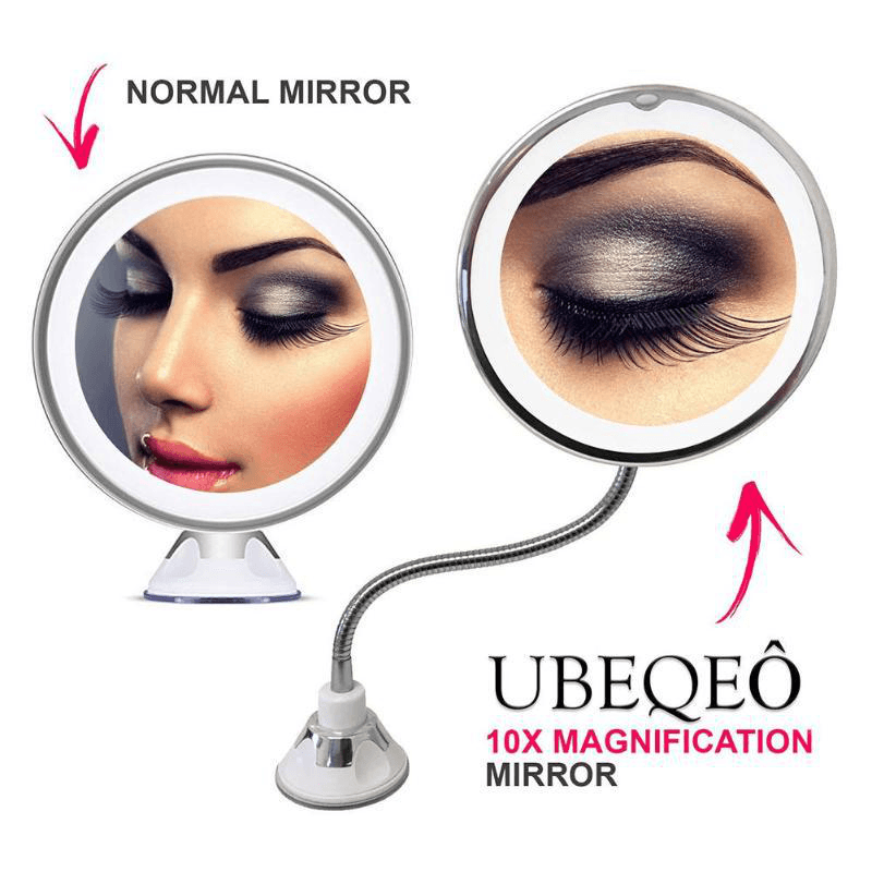 LED Mirror Makeup Mirror 10X Magnifying Vanity Mirror Adjustable 360-Degree Rotating Flexible Sucker Espelho Shaving Mirror - Trendha
