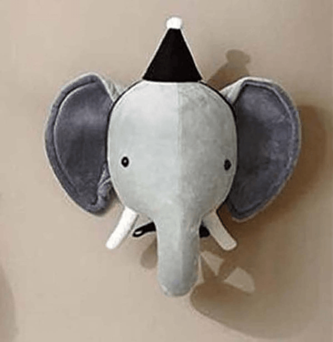 3D Plush Animal Heads Elephant Bear Deer Wall Decor for Children Christmas Birthday Stuffed Plush Toy - Trendha