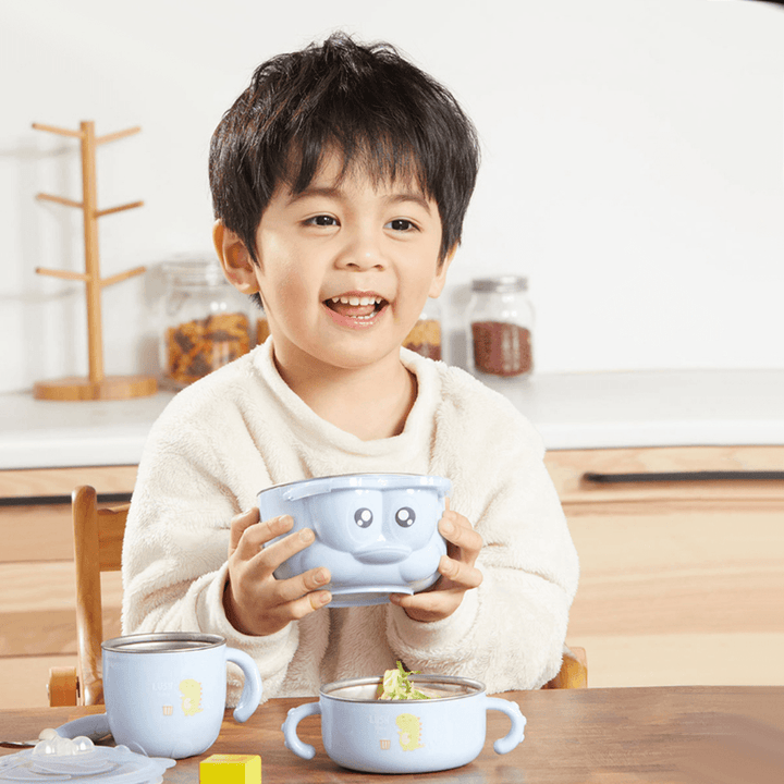 RUSHAN L-SCJ001 Happyduck 5PCS Baby Insulation Tableware Set Kids Bowl Spoon Fork Salad Bowl Milk Cup from Xiaomi Youpin - Trendha