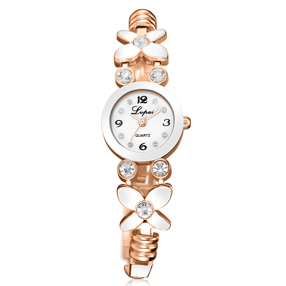 LVPAI LP171 Flower Dress Ladies Bracelet Watch Crystal Diamond Small Dial Quartz Watch - Trendha