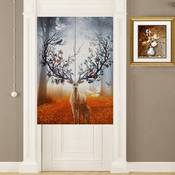 Honana WX-409 Cotton Linen Decorative Door Curtain Noren Doorway Room Divider for Bedroom Kitchen - Trendha