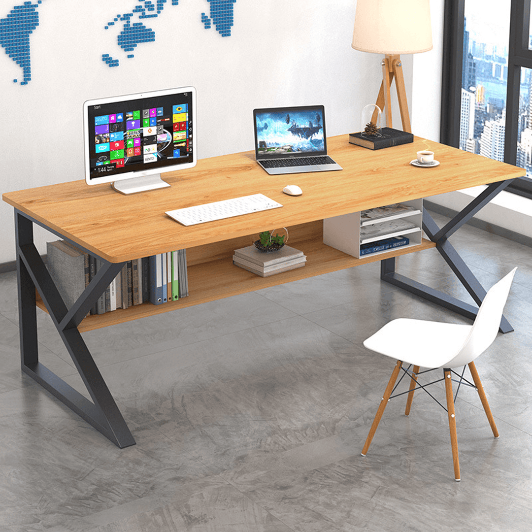 Computer Desk Student Writing Study Table Workstation Laptop Desk Game Table with Storage Shelf for Home Office Supplies - Trendha